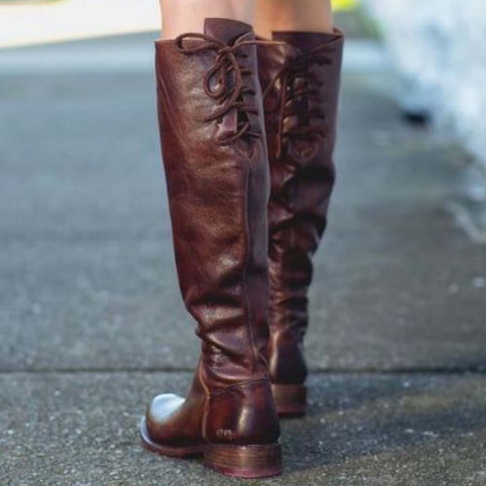 Tall Boho BED STU Manchester Lace Back Boots TEAK RUSTIC 8